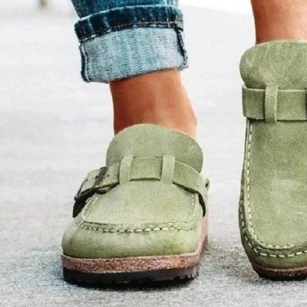 Round Toe Low Heel Buckle Loafers, image 10