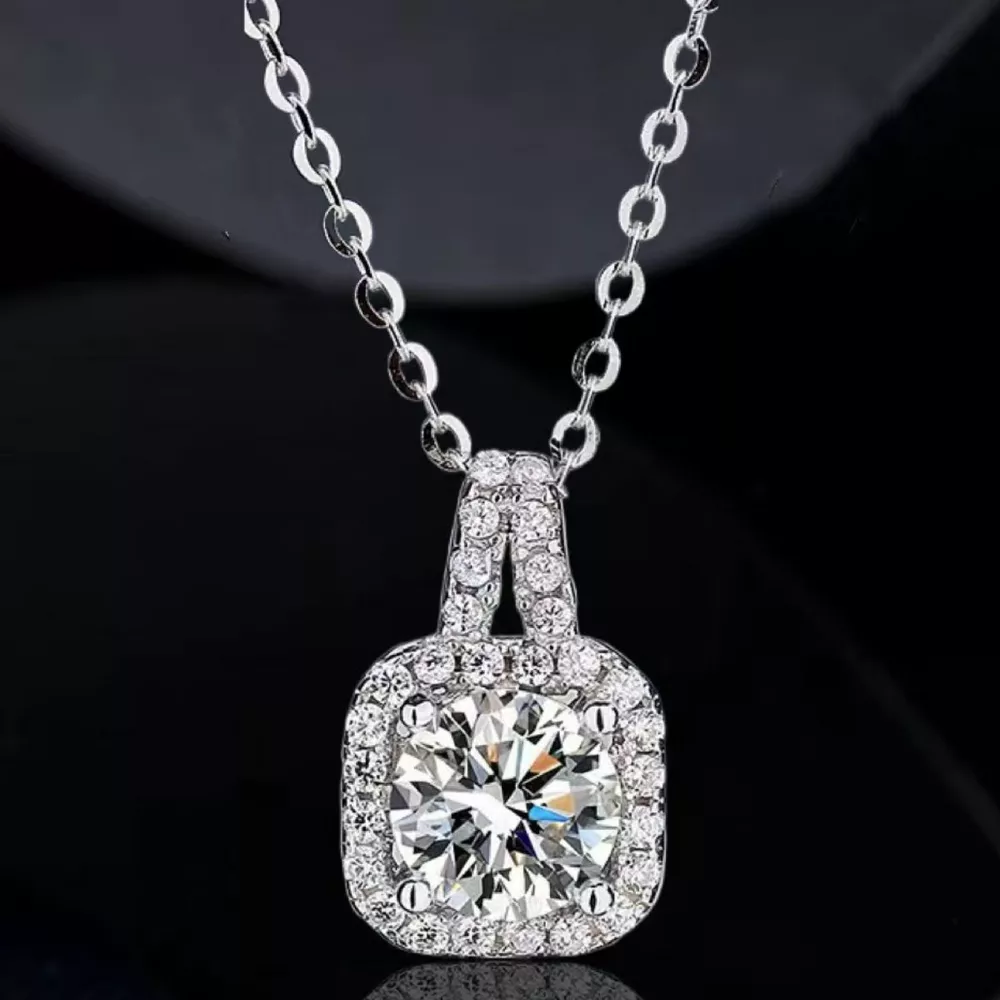 1 Carat Moissanite 925 Sterling Silver Pendant Necklace, image 6