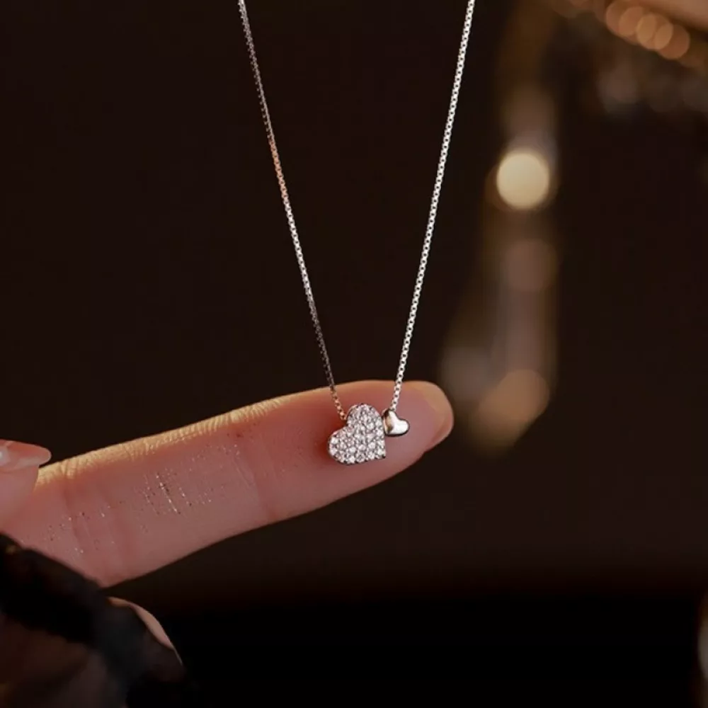 925 Sterling Silver Zircon Heart Necklace, image 2