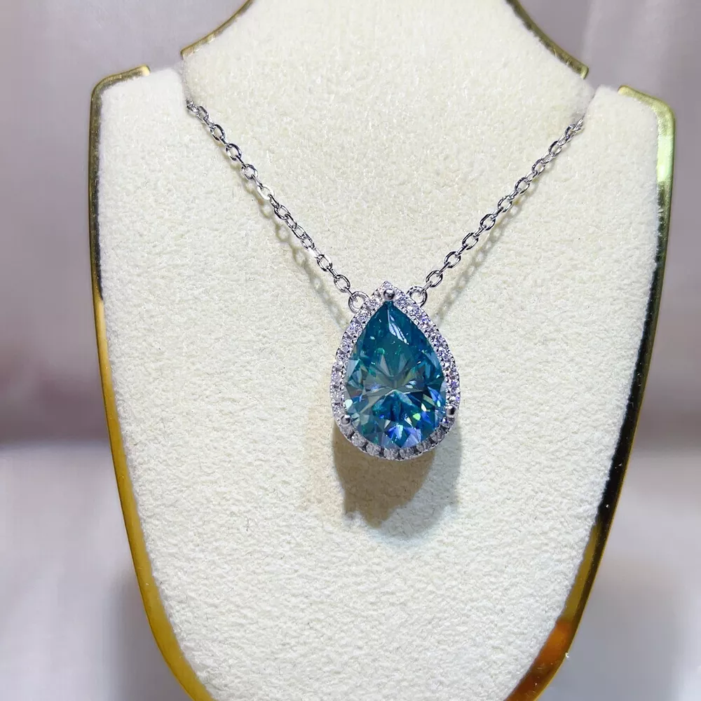 5 Carat 925 Sterling Silver Moissanite Pendant Necklace, image 2