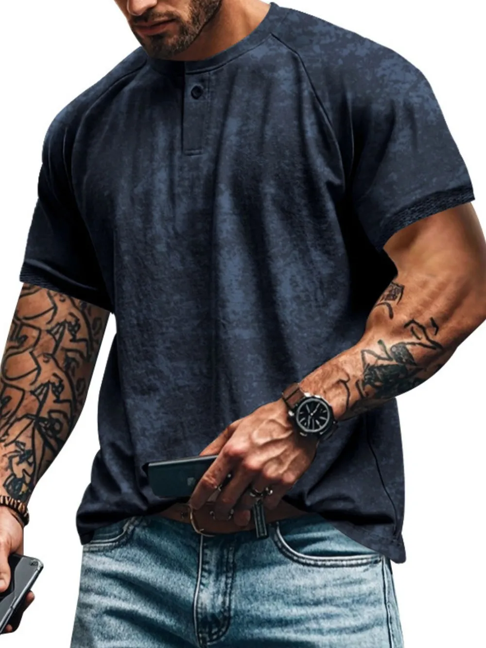 Men's Full Size Round Neck Short Sleeve T-Shirt Plus Size, image 2