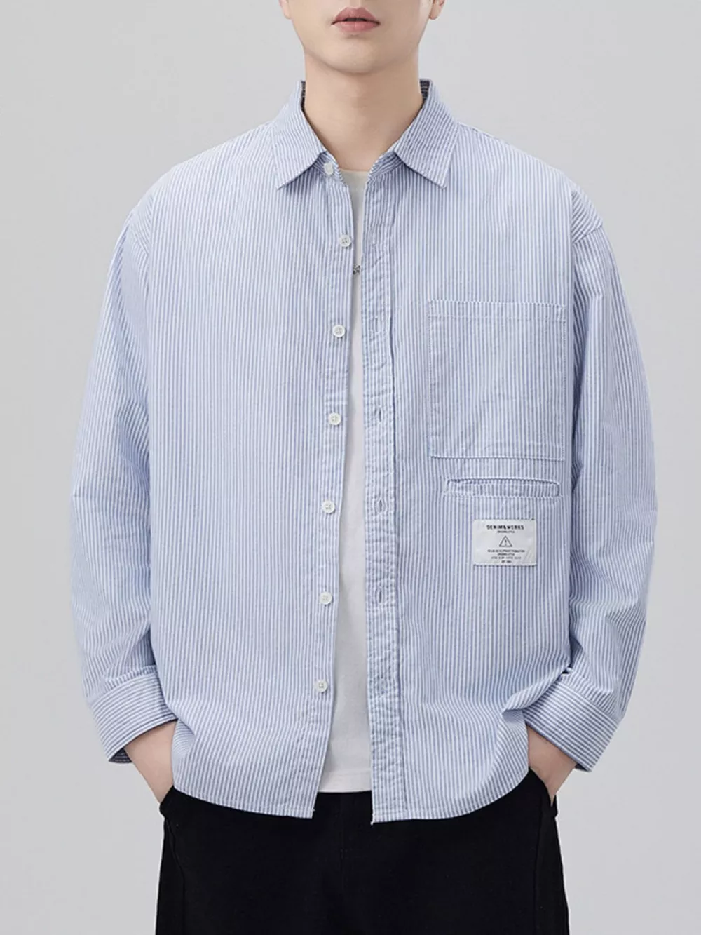 Men's Plus Size Button Up Long Sleeve Shirt, image 4