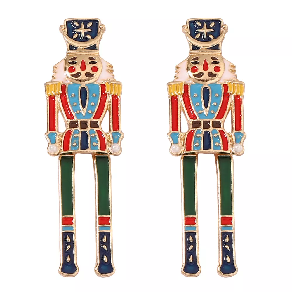 Christmas 18K Gold-Plated Nutcracker Soldier Earrings, image 5