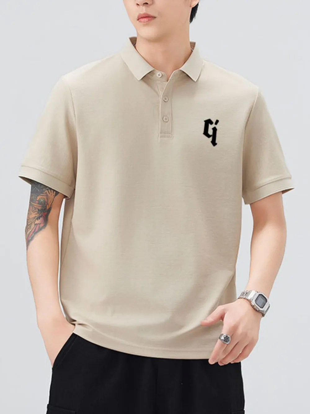 Men's Plus Size Button Detail Short Sleeve Polo