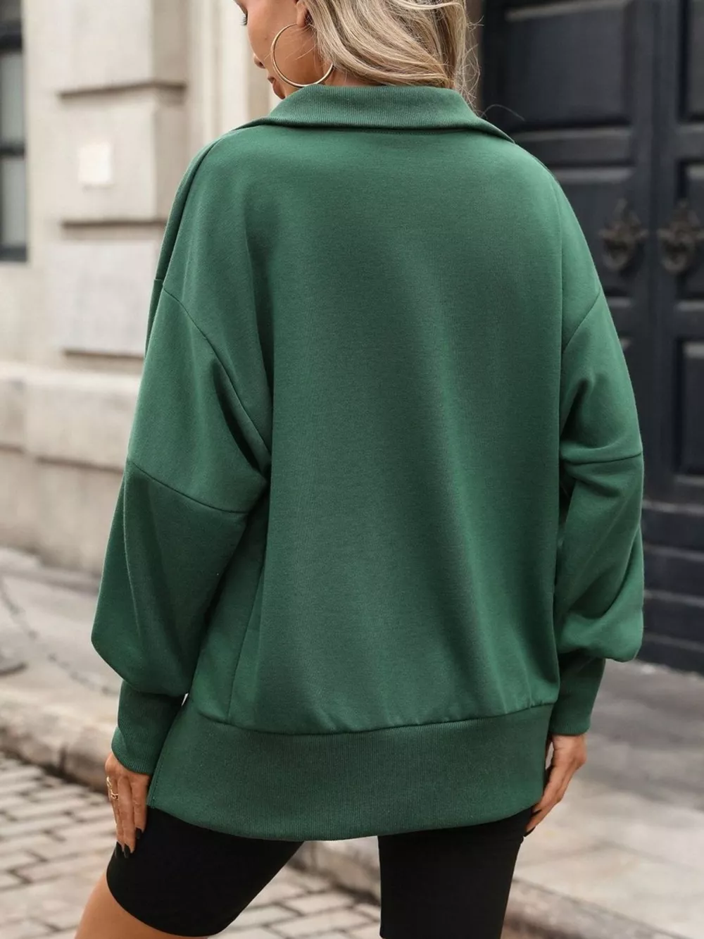 Side Slit Half Snap Sweatshirt, image 11