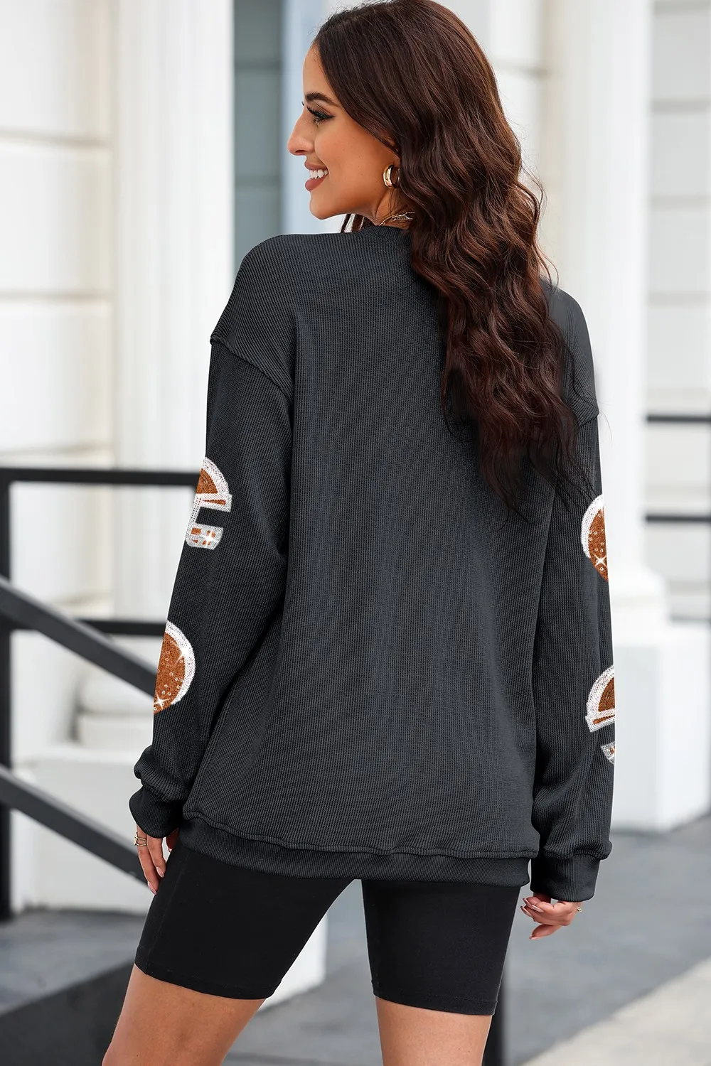Sequin Helmet Round Neck Long Sleeve Sweatshirt, image 3
