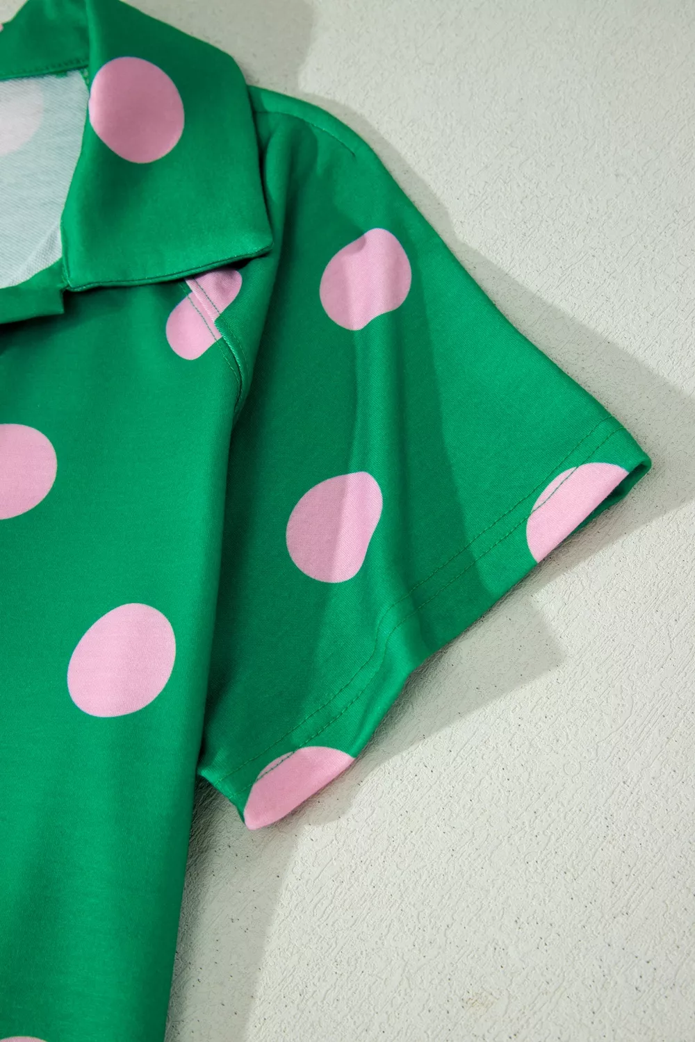 Polka Dot Print V Neck Tee Short Set, image 6