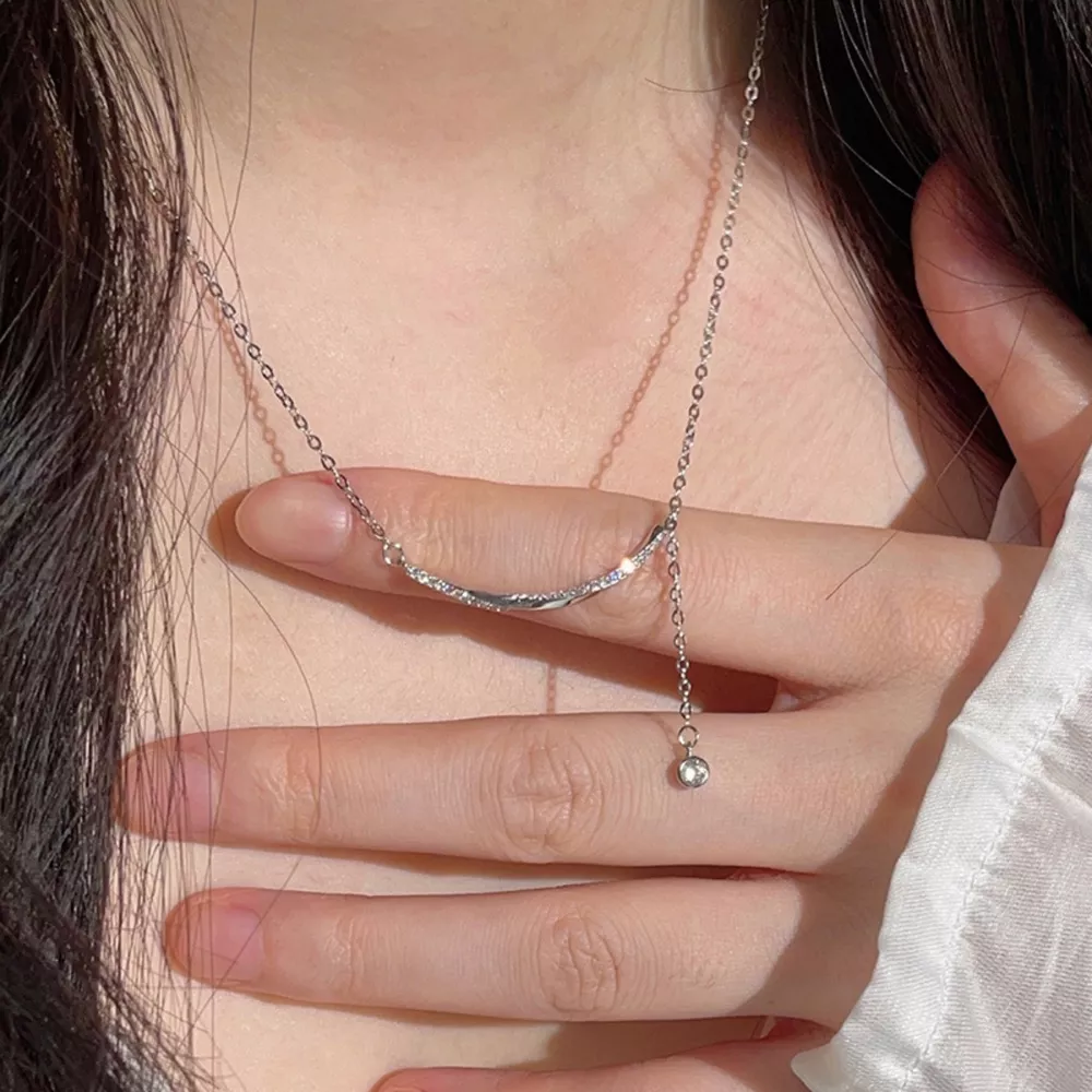 925 Sterling Silver Bar Chain Adjustable Necklace, image 3