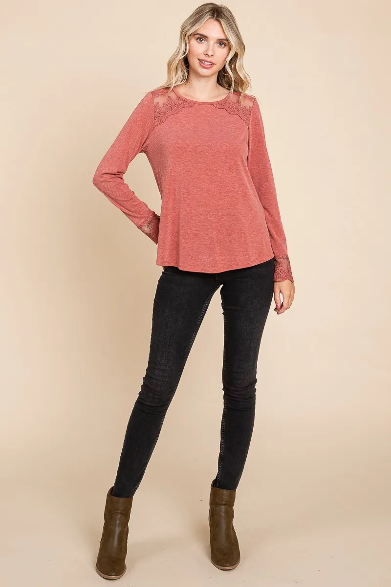 Full Size Lace Detail Round Neck T-Shirt, image 6