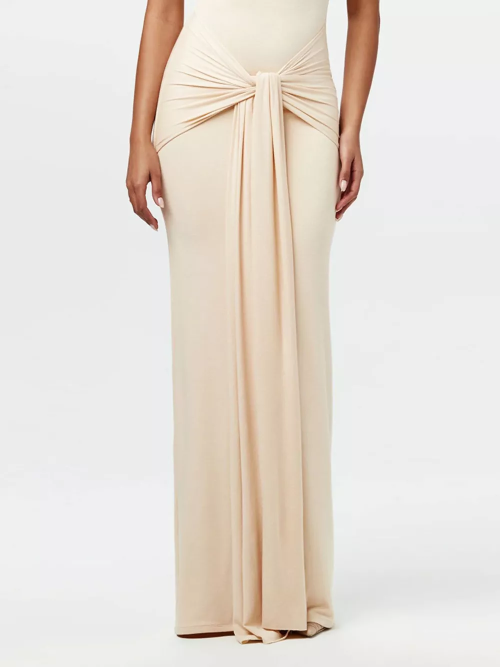 Sleeveless Mock Neck Knot Front Maxi Dress, image 9
