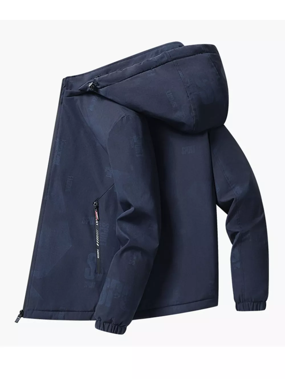 Men's Plus Size Zip Up Long Sleeve Hooded Jacket, image 3