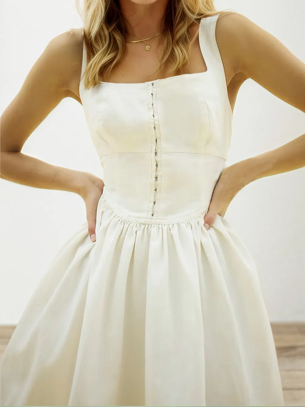 Square Neck Wide Strap Mini Dress, image 2