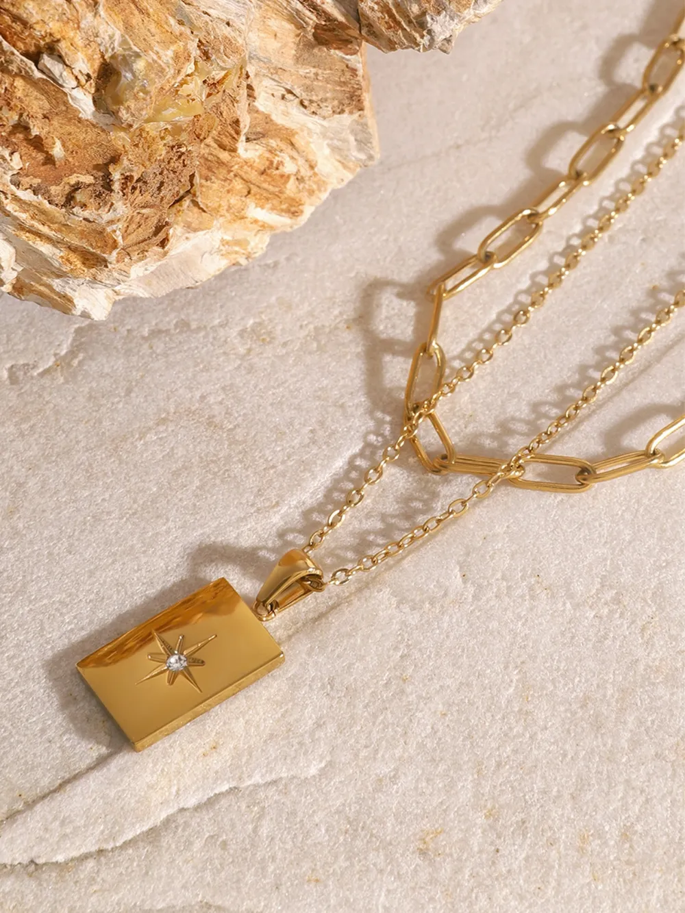 18K Gold-Plated Stainless Steel Double-Layered Necklace, image 3