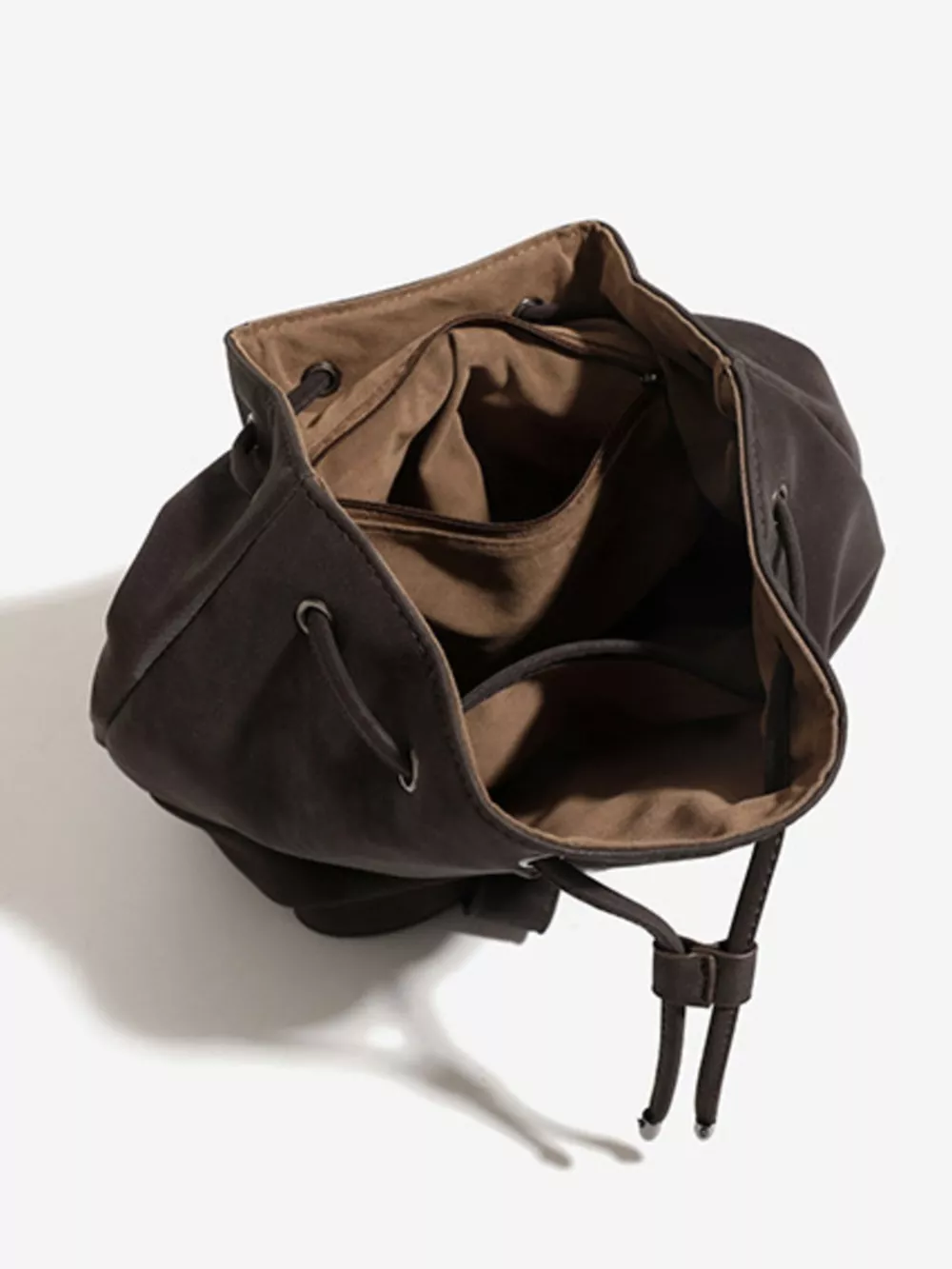 Minimalist Suede Drawstring Backpack Bag, image 5