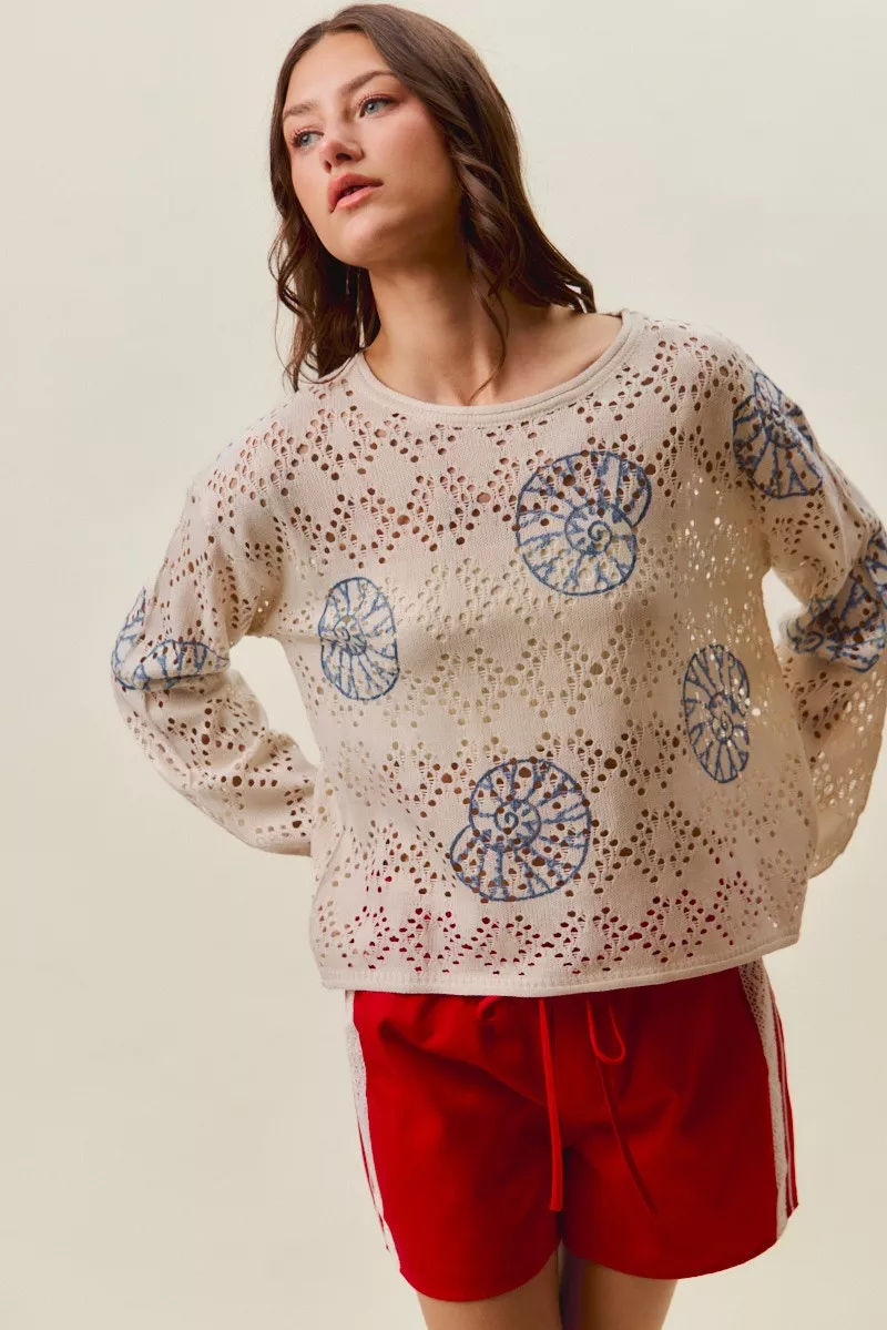 Seashell Lightweight Sweater Top, image 10