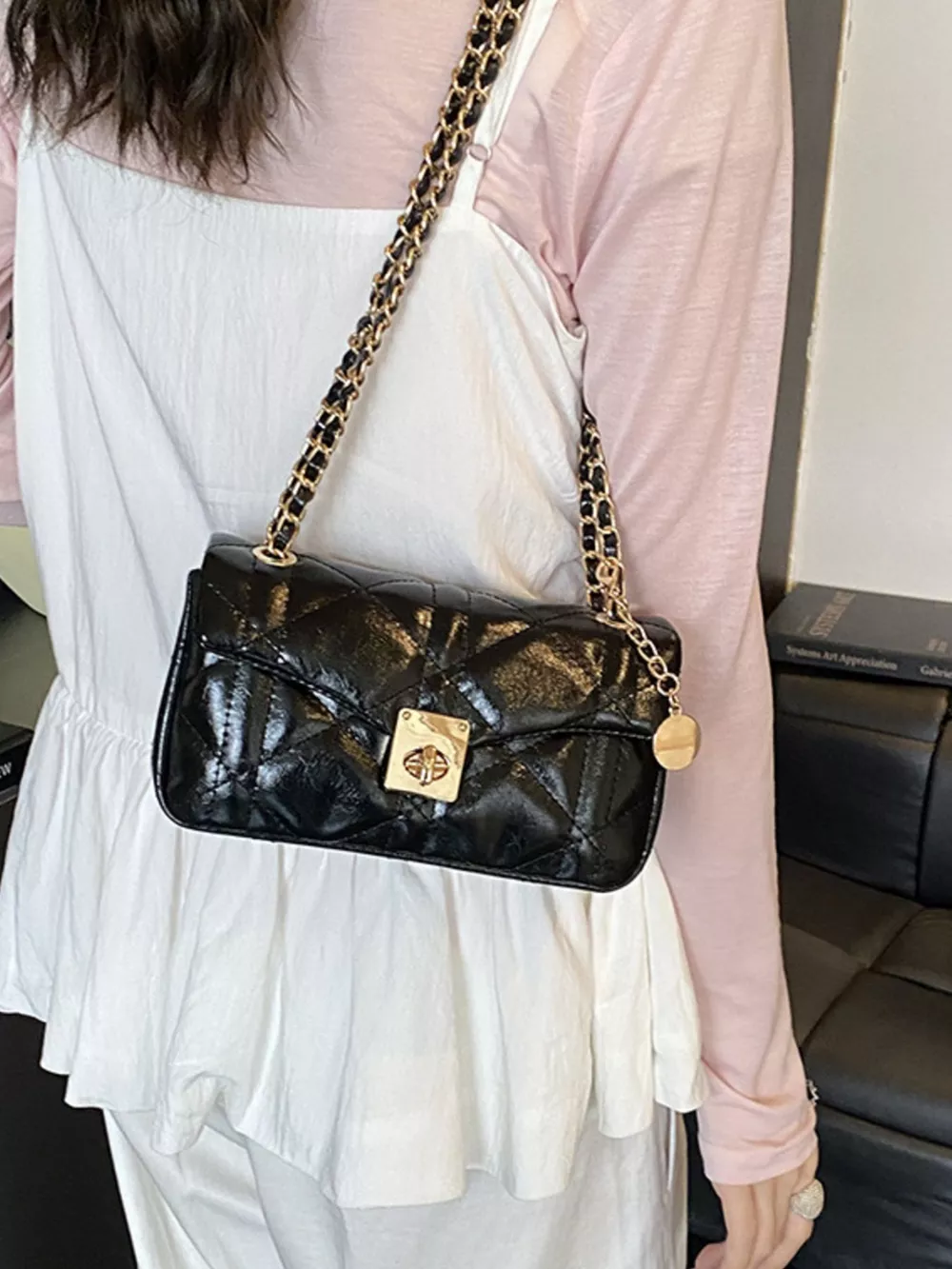 Quilted Chain Strap Crossbody Bag, image 5