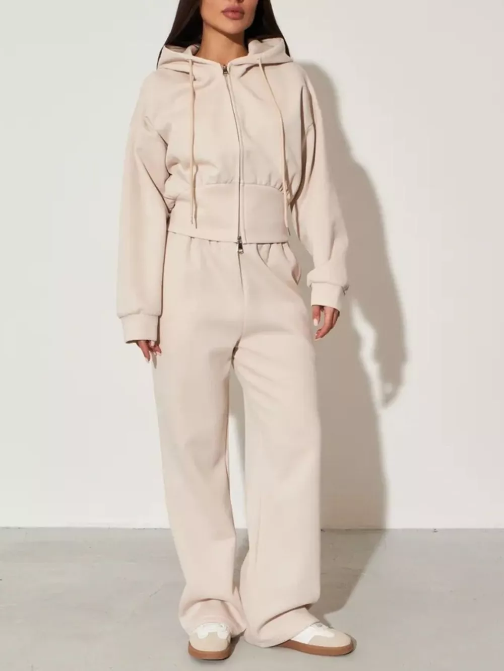 Zip-Up Hoodie and Wide-Leg Pants Set, image 8