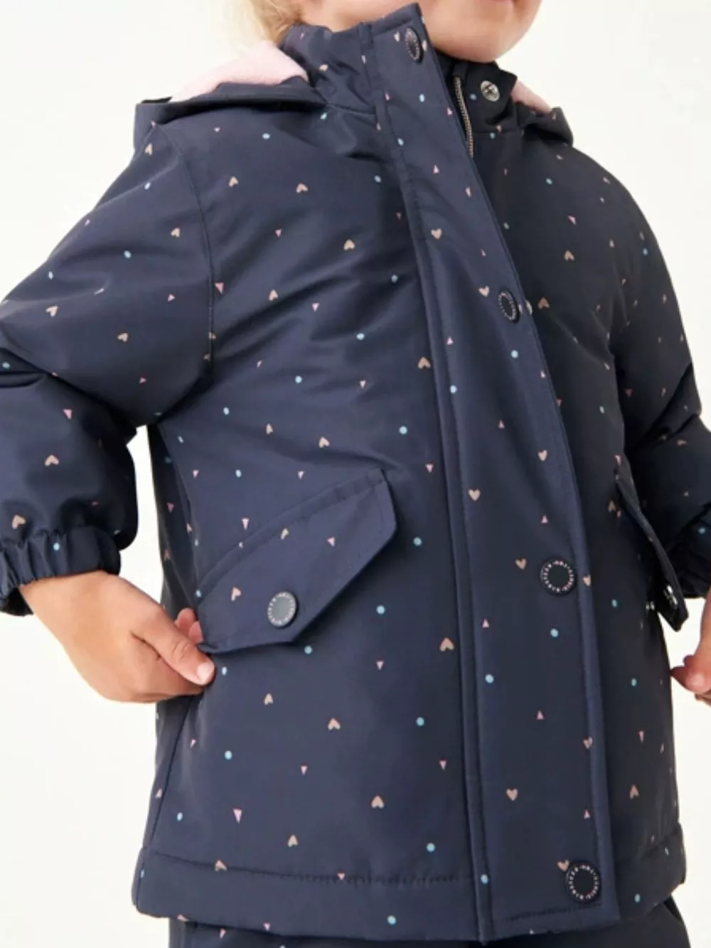 Children's Heart Print Zip Up Jacket