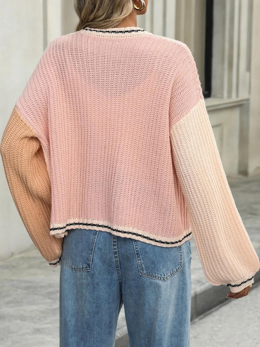 Contrast Open Front Long Sleeve Cardigan, image 10