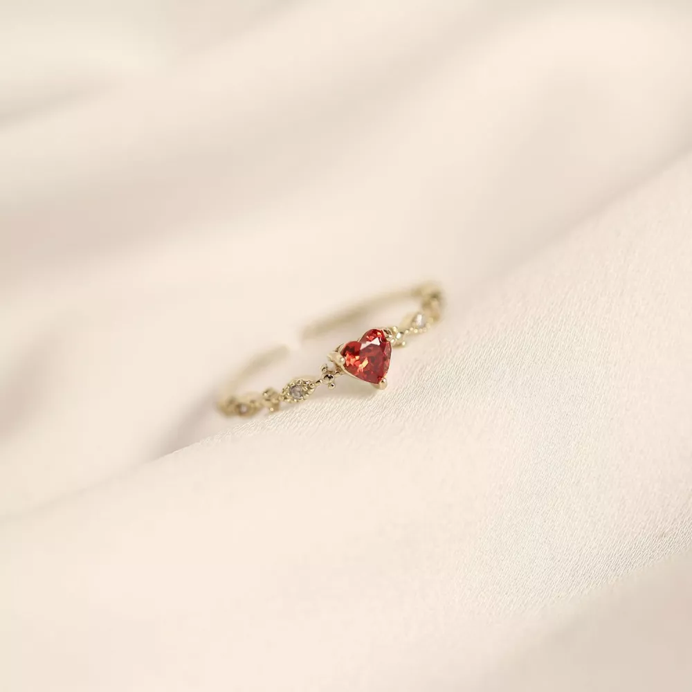 925 Sterling Silver Zircon Heart Open Ring, image 3