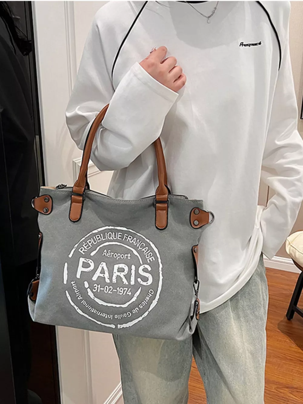 Lightweight Letter Graphic Handbag, image 3