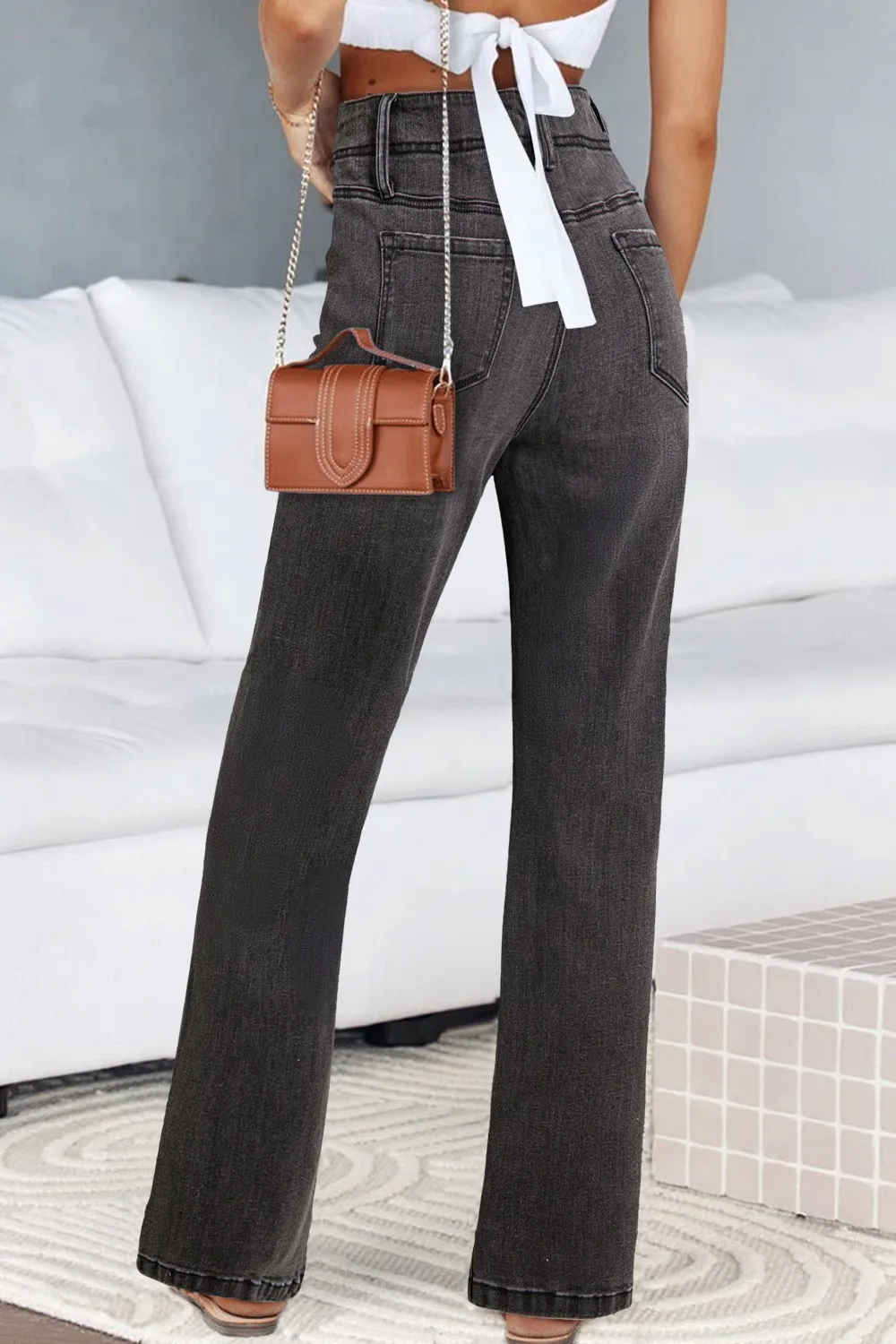 High-Waisted Wide-Leg Vintage Wash Jeans, image 21