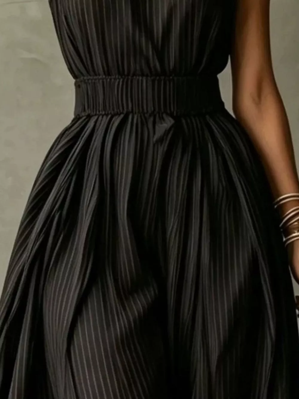 Striped Mock Neck Sleeveless Maxi Dress, image 4