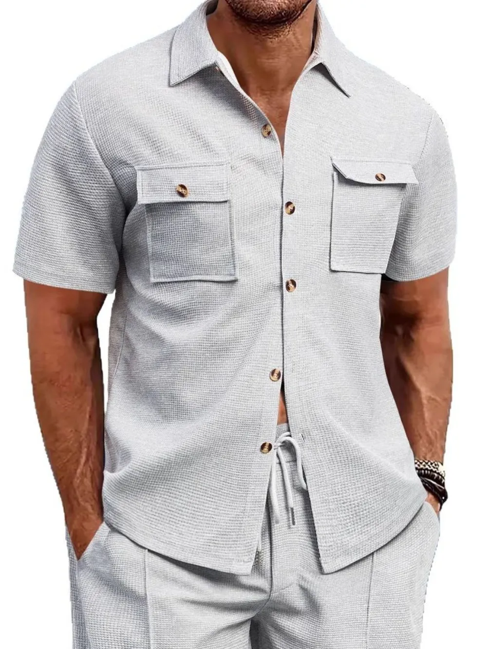 Men's Full Size Button Down Short Sleeve Shirt Plus Size, image 7