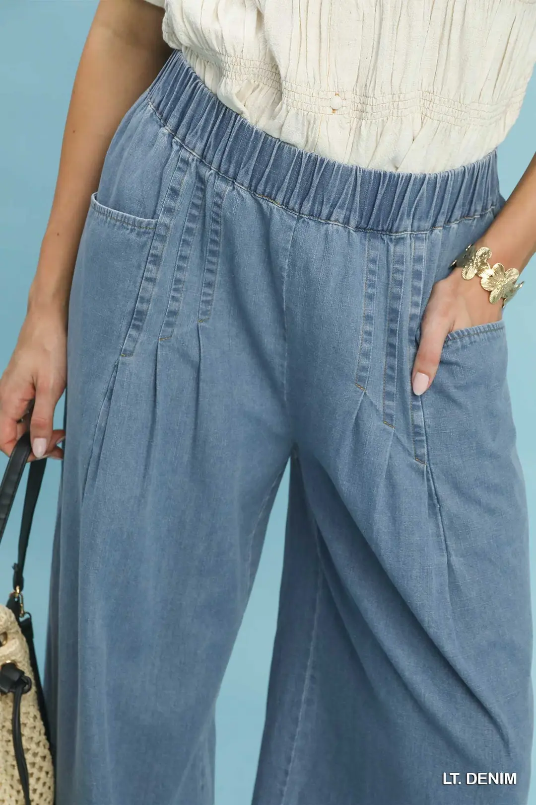 Stone Washed Wide Leg Pants, image 5