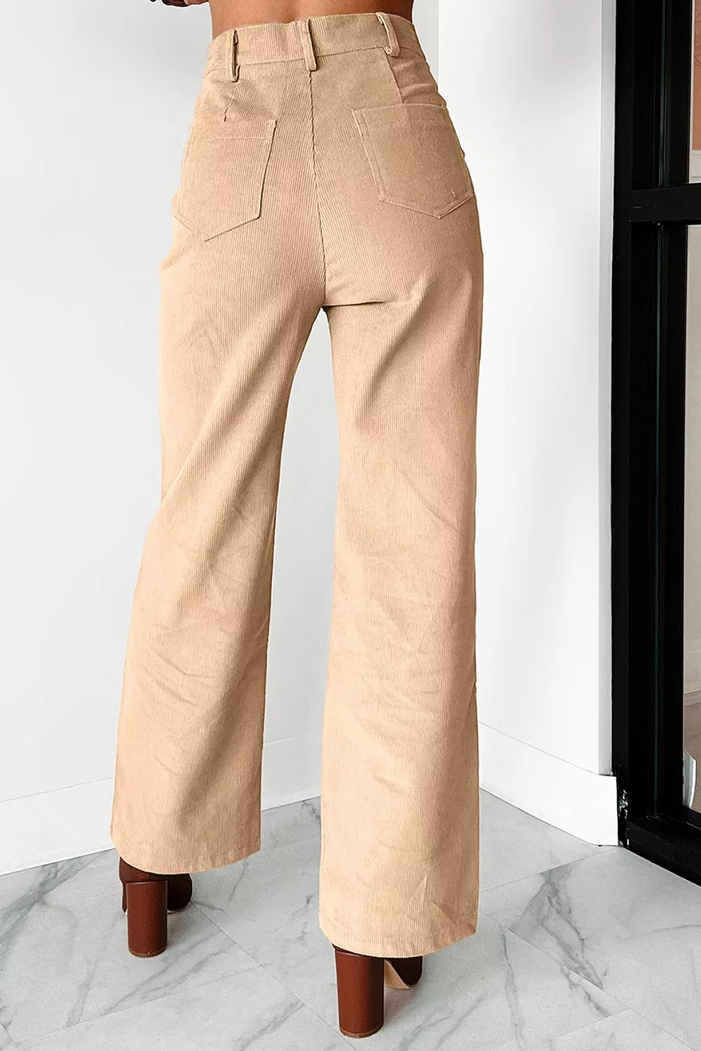 Corduroy Side Panel Colorblock Straight Leg Pants, image 2