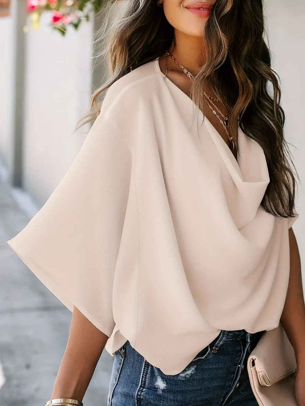 Full Size Ruched Three-Quarter Sleeve Blouse Plus Size, image 12
