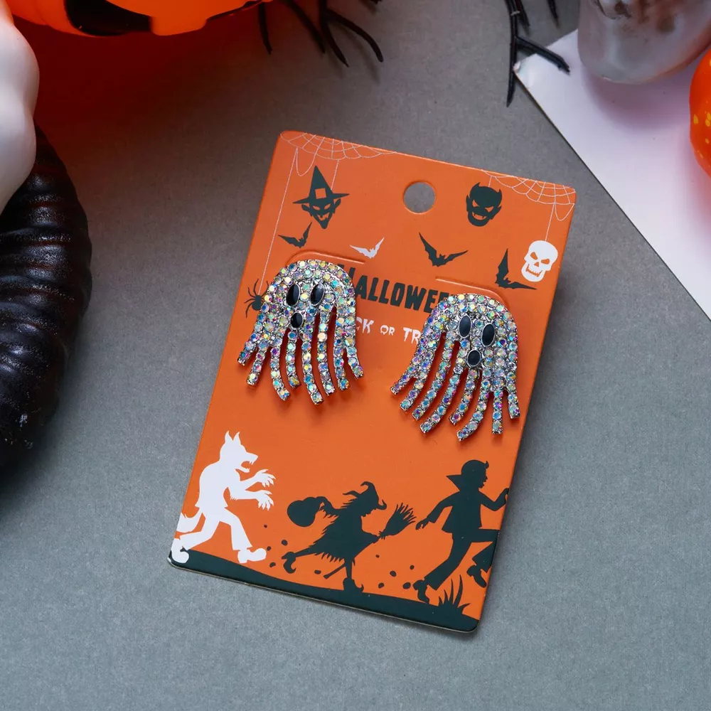 Halloween Rhinestone Ghost Shape Earrings, image 3