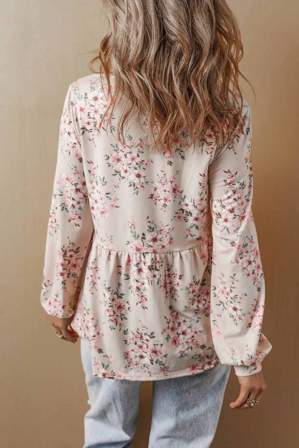 Printed Square Neck Long Sleeve Blouse, image 8