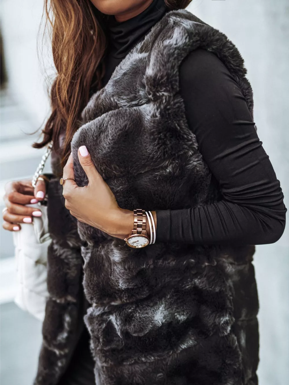 Faux Fur Longline Vest Coat, image 7
