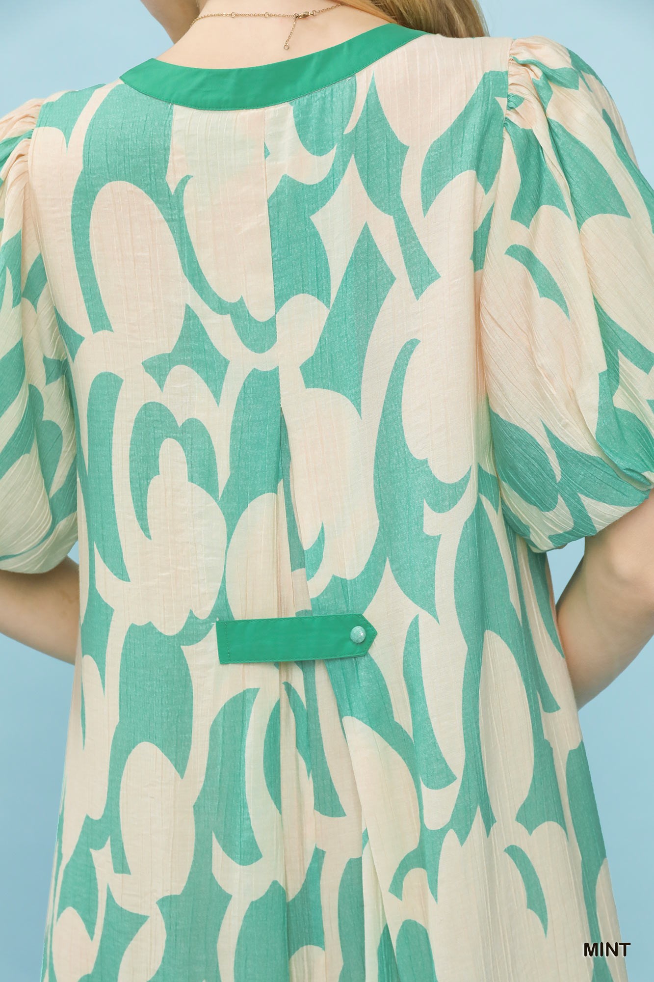 Abstract Print Puff Sleeve Shift Dress, image 4