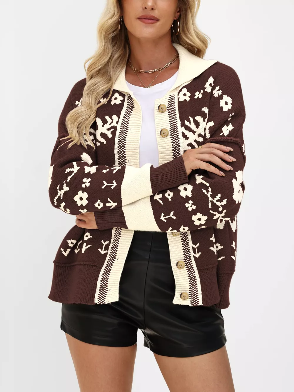 Floral Pattern Button-Down Cardigan, image 8