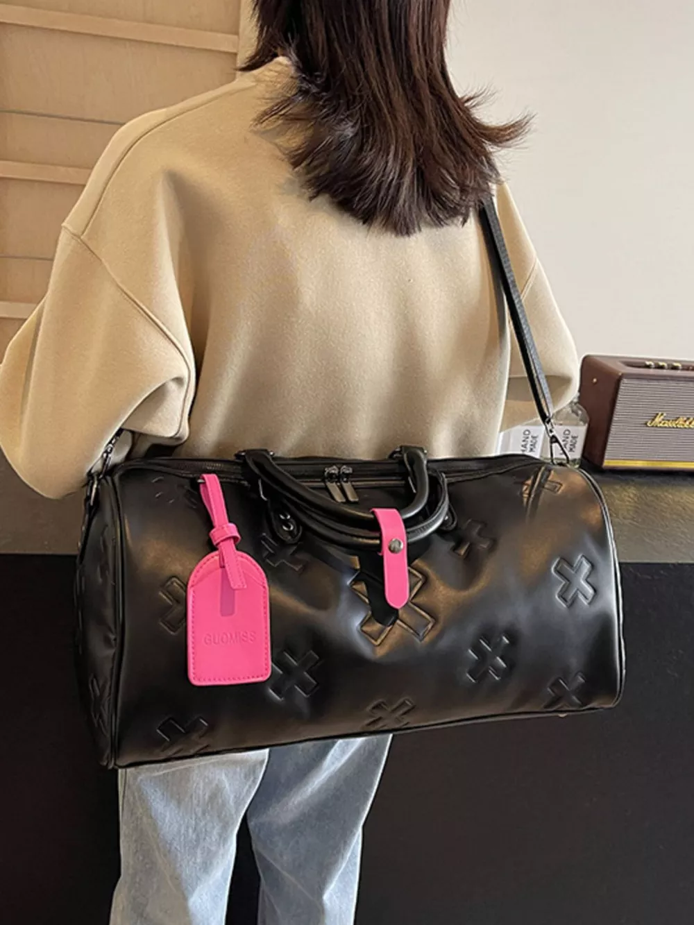 Embossed Cross Pattern Travel Duffel Bag, image 6