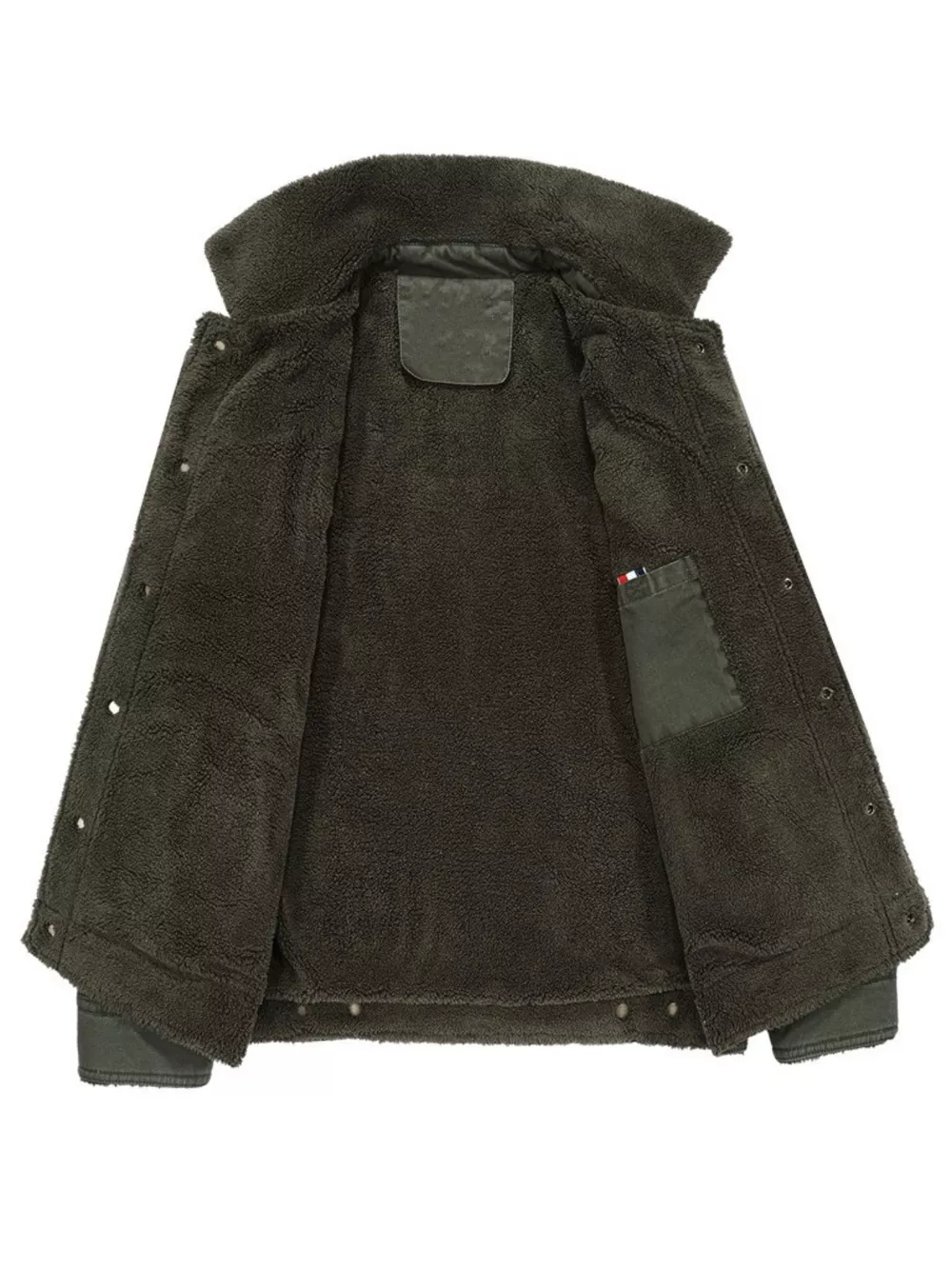 Men's Plus Size Solid Color Sherpa Lined Jacket, image 2