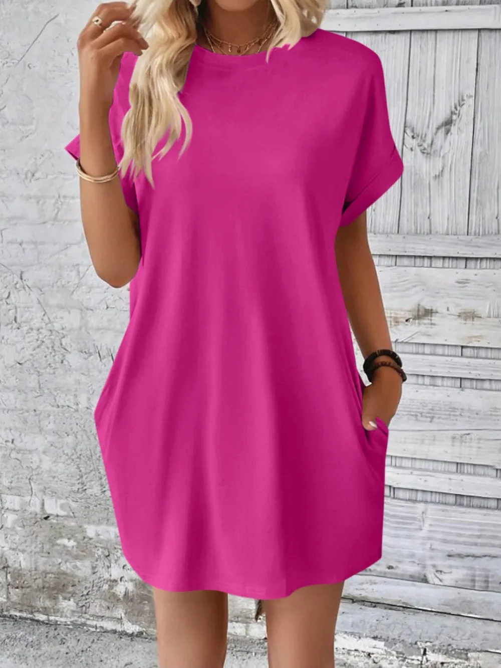 Round Neck Short Sleeve Mini Dress, image 24