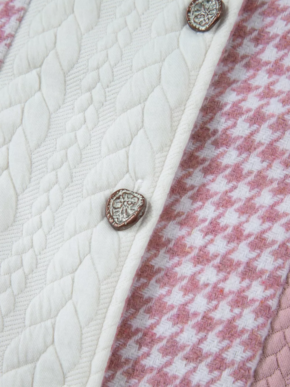 Button Down Houndstooth Color Block Shacket, image 15