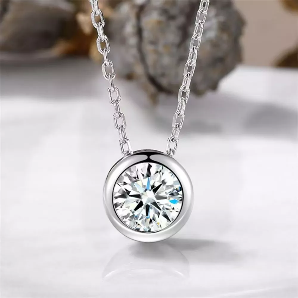 1 Carat Moissanite 925 Sterling Silver Pendant Necklace, image 2