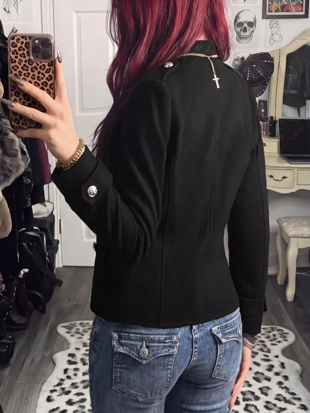 Decorative Button Zip Up Outerwear, image 5
