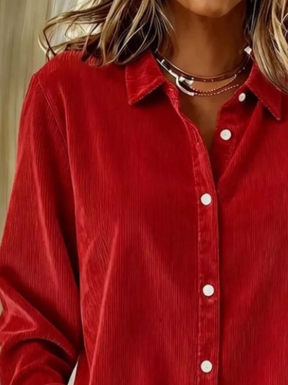 Full Size Corduroy Button-Down Shirt Plus Size, image 8