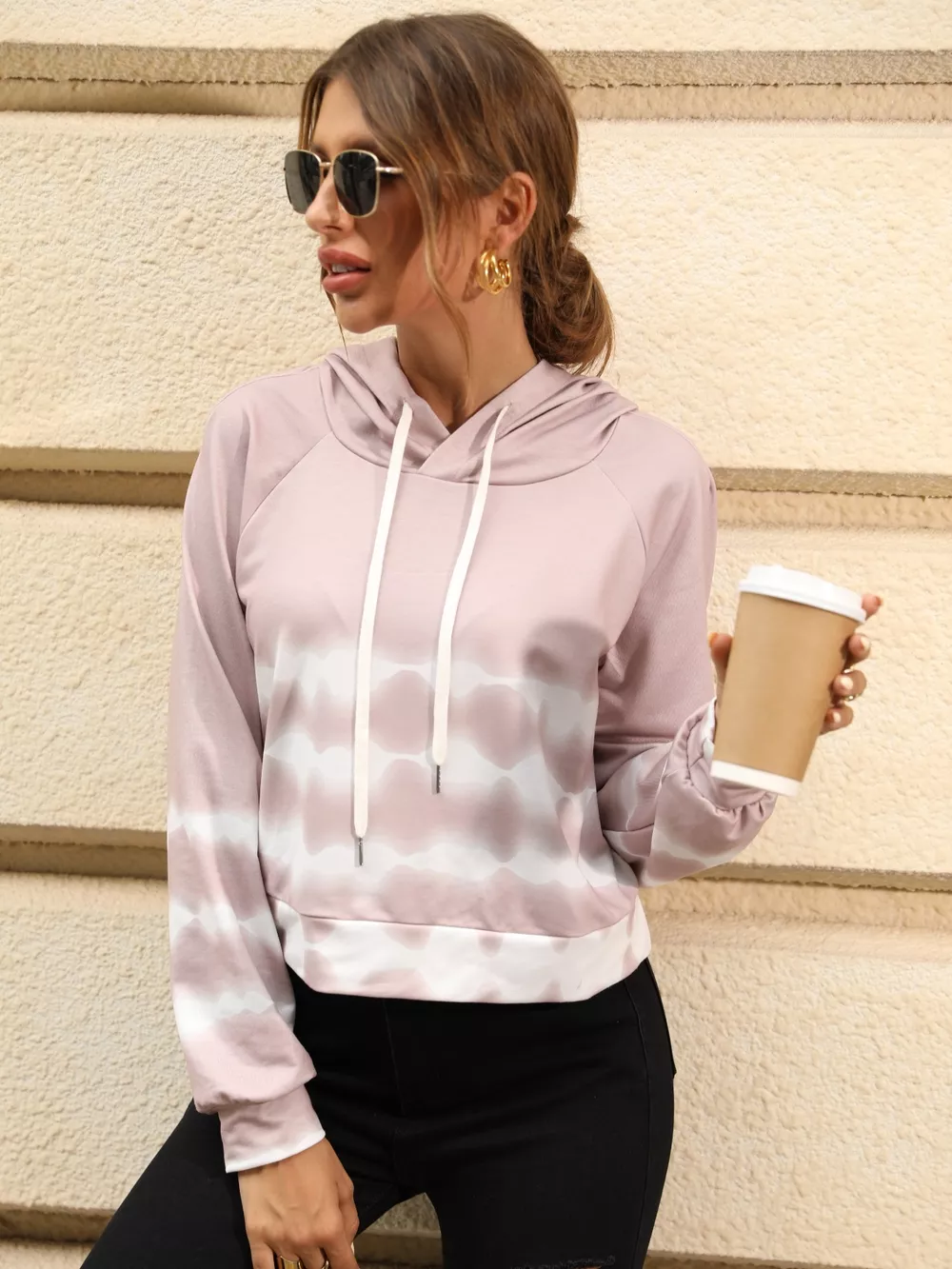 Drawstring Raglan Sleeve Hoodie, image 5