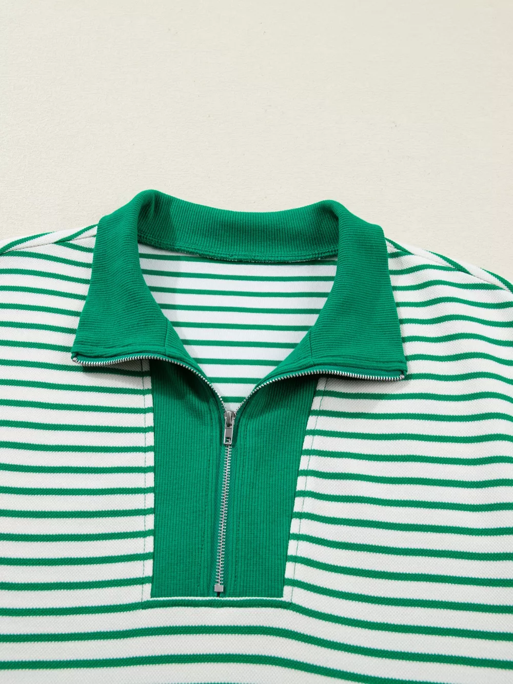 Stripe Quarter Zip Polo Collar T Shirt Dress with Pockets, image 18
