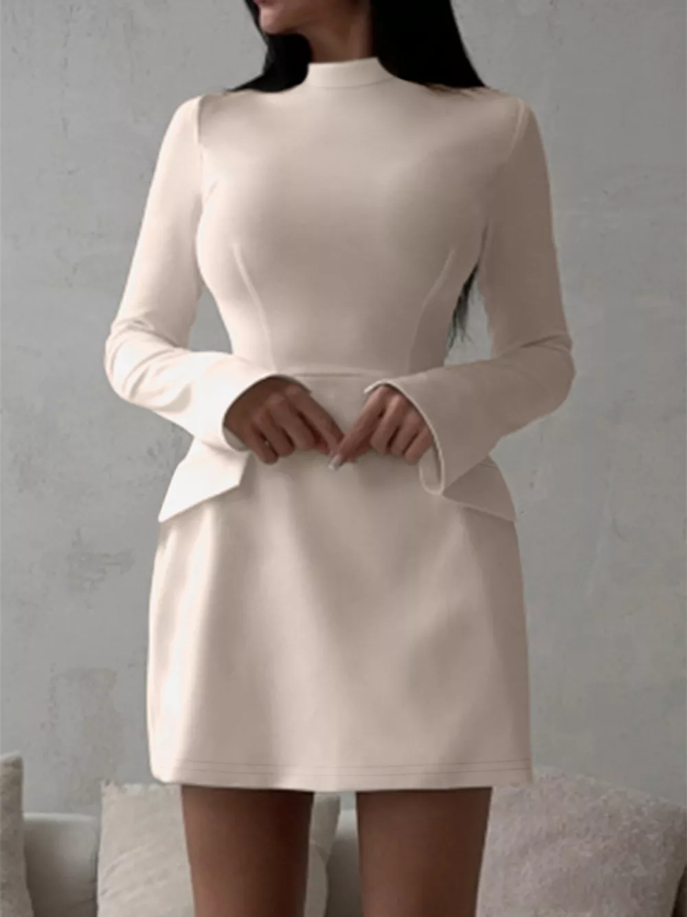 Mock Neck Long Sleeve Bodycon Dress, image 8