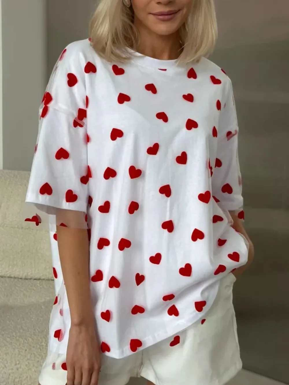 Heart Print Oversized T-Shirt, image 14