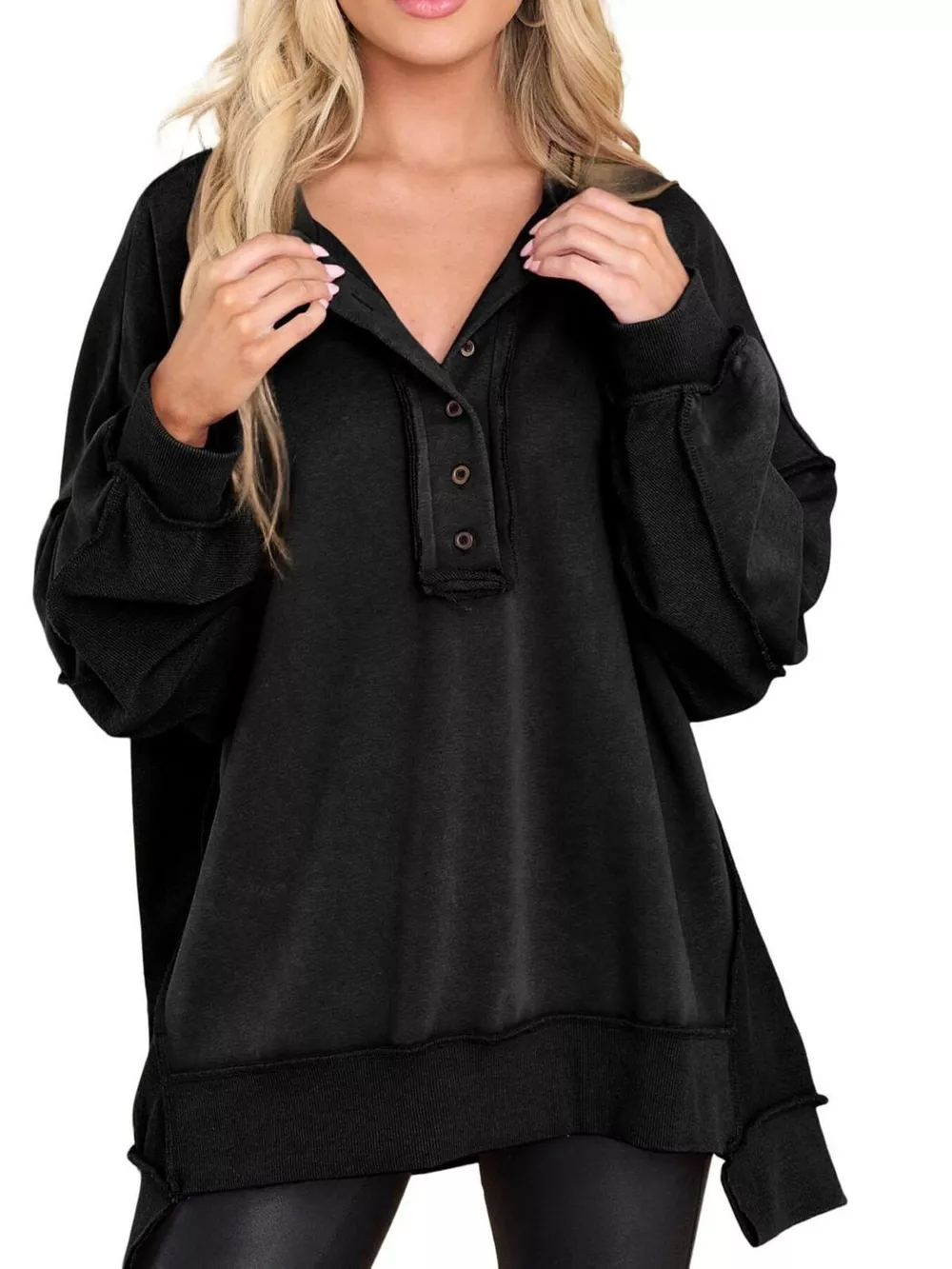Half Snap Long Sleeve Sweatshirt, image 7