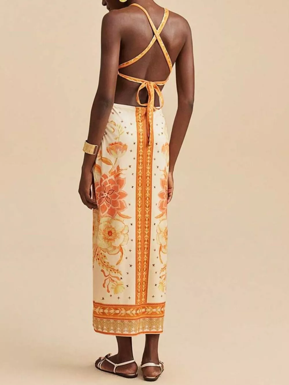 Floral Print Halter Neck Maxi Dress, image 4