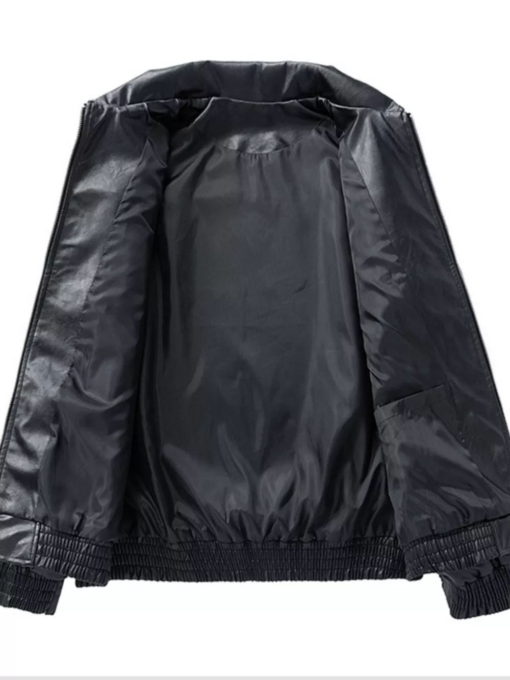 Men's Plus Size Zip Up Leather Jacket, image 4